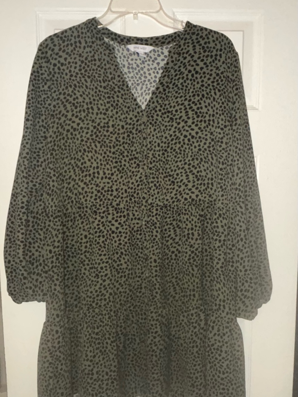 Nine West Olive Green and Black Leopard Print Tunic